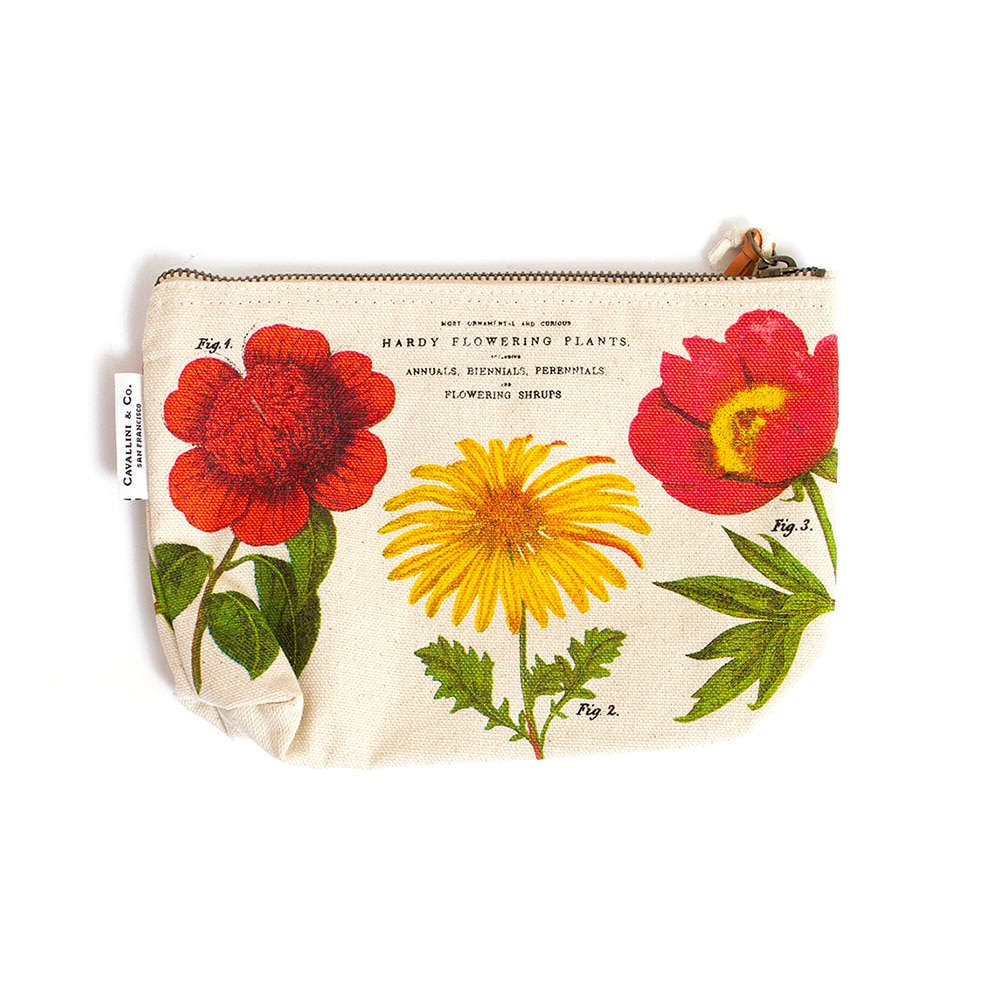 Cavallini, Cotton, Zipper Pouch, Botanica